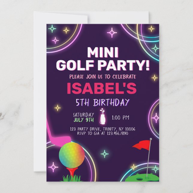Mini-Golf-Party Geburtstag Einladung (Vorderseite)