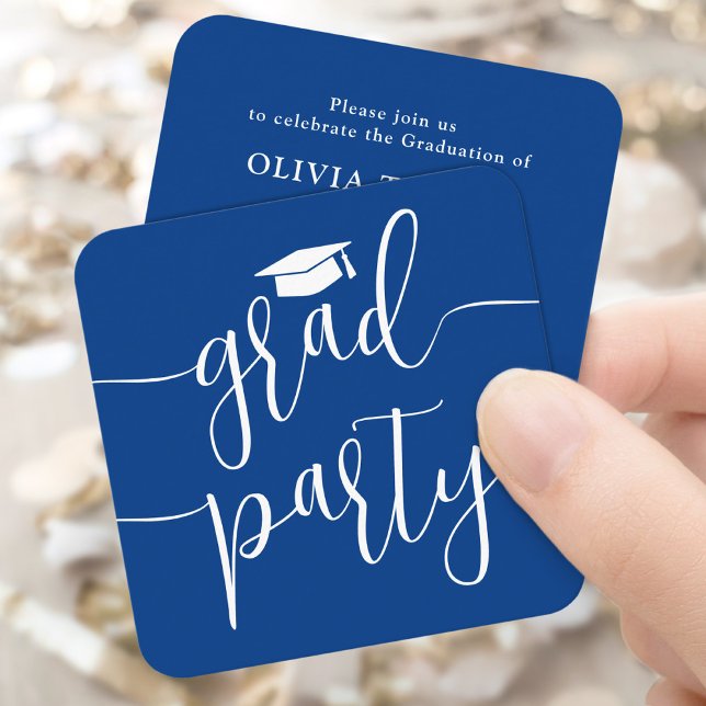 Mini Graduation Party Invitation Royal Blue Card (Créateur téléchargé)