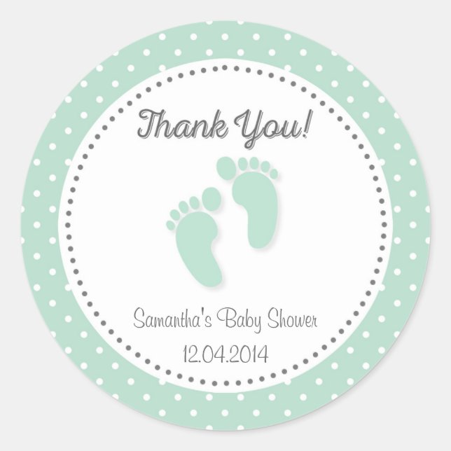 Mini Green Baby Feet Babyduschenaufkleber Runder Aufkleber (Vorderseite)