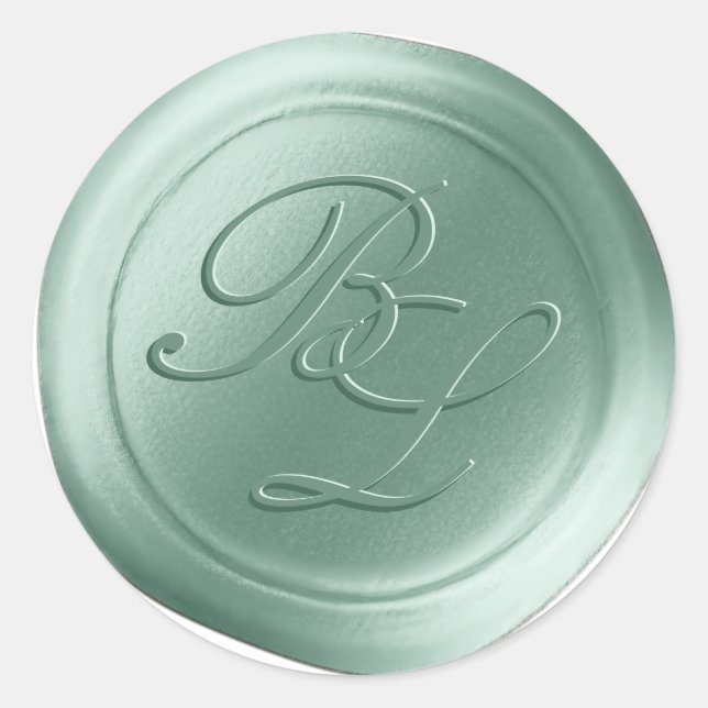 Mini Green Double Monogram Imitate Wachsen von Sie Runder Aufkleber (Vorderseite)