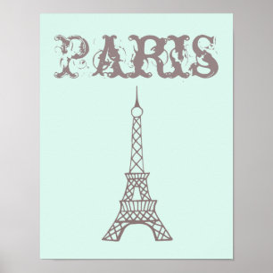 Mini Green Eiffel Tower Wall Art Poster Print