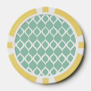 Mini Green Geometric Ikat Tribal Print Pattern Pokerchips