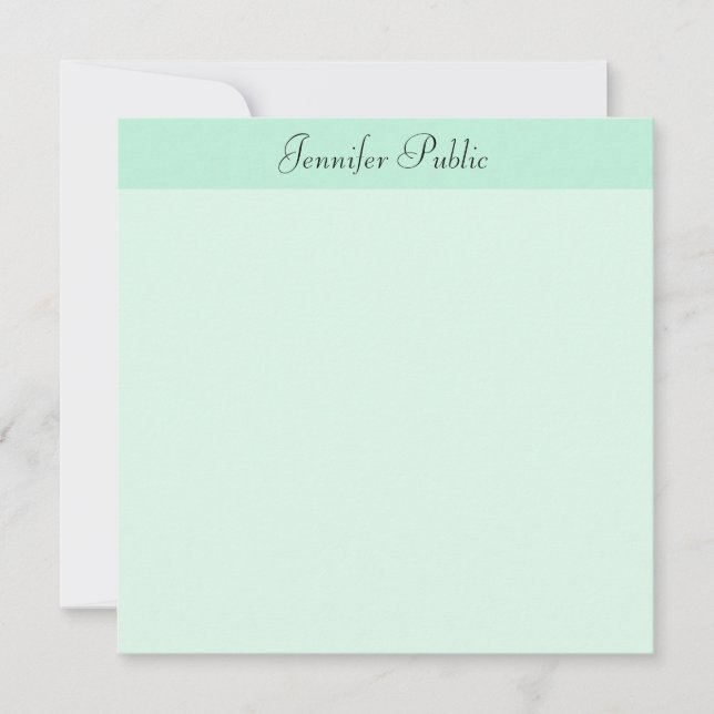 Mini Green Modern Template Calligrafy Script Mitteilungskarte (Vorderseite)