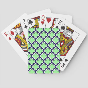 Mini Green Navy Weißes marokkanisches Quatrefolie  Spielkarten