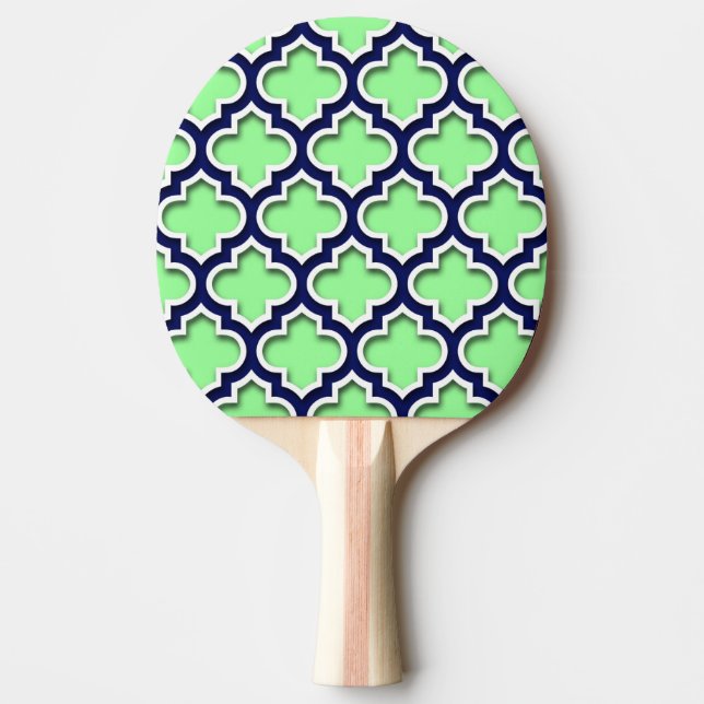 Mini Green Navy Weißes marokkanisches Quatrefolie  Tischtennis Schläger (Vorderseite)