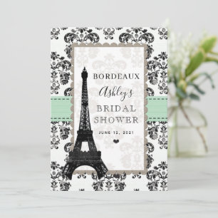 Mini Green Parisian Eiffel Tower City Table Cards Einladung