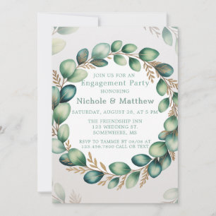 Mini Green & Sage Eukalyptus Engagement Party Einladung