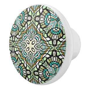 Mini Green Türkise Angesagt Bohemisch Bali Art Mot Keramikknauf
