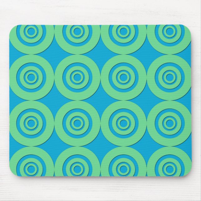 Mini Green Turquoise Circles Modernes Muster Mousepad (Vorne)
