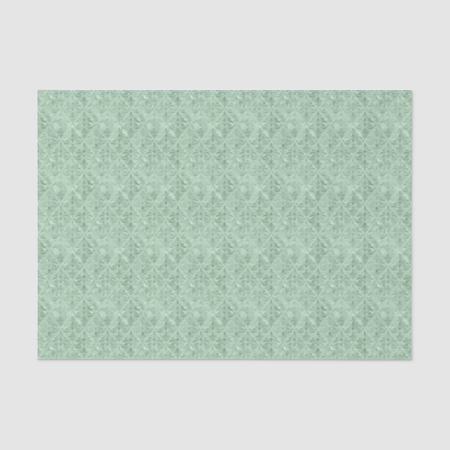 Mini Green Viktorianisch Style Damask Luxusdekoupa Seidenpapier (Vorderseite)