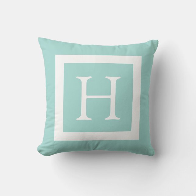 Mini-Green-White-Custom-Monogramm Kissen (Vorderseite)