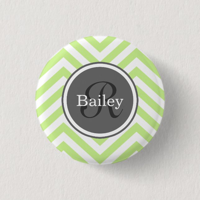 Mini Green Zickzack Monogram Button (Vorderseite)