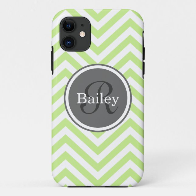 Mini Green Zickzack Monogram Case-Mate iPhone Hülle (Rückseite)