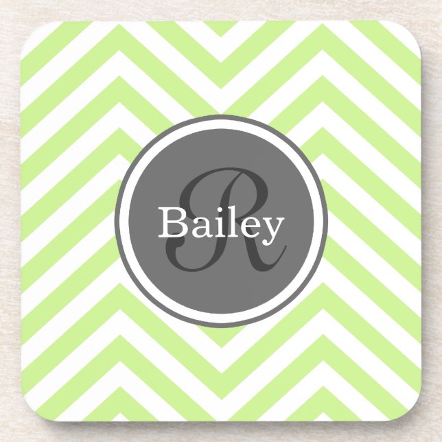 Mini Green Zickzack Monogram Untersetzer (Vorderseite)