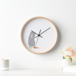 Mini-Gris Moderne Grossesse Lapin 10" Horloge Rond
