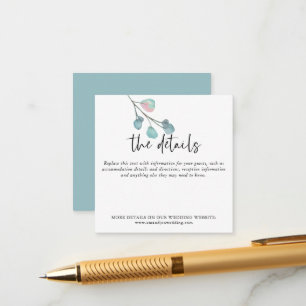 MINI-GRÖSSE Eukalyptus-Hochzeitsinformationen Begleitkarte