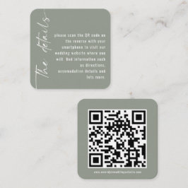 Mini-Größe Kalligrafie QR Code Sage Hochzeit Begleitkarte