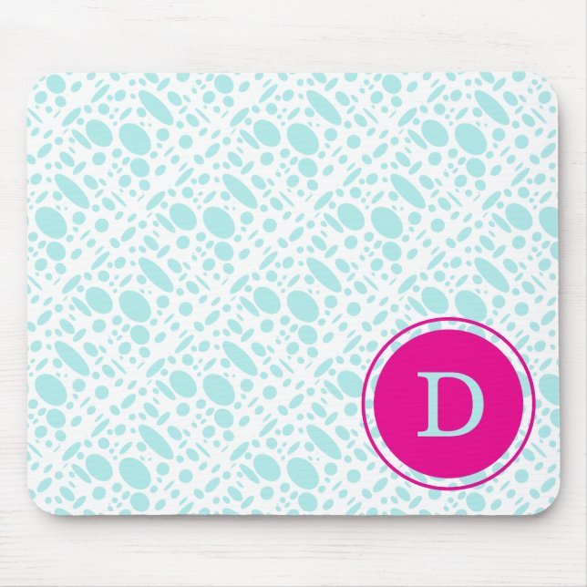 Mini-Grün- und rosa-Monogramm Mousepad (Vorne)
