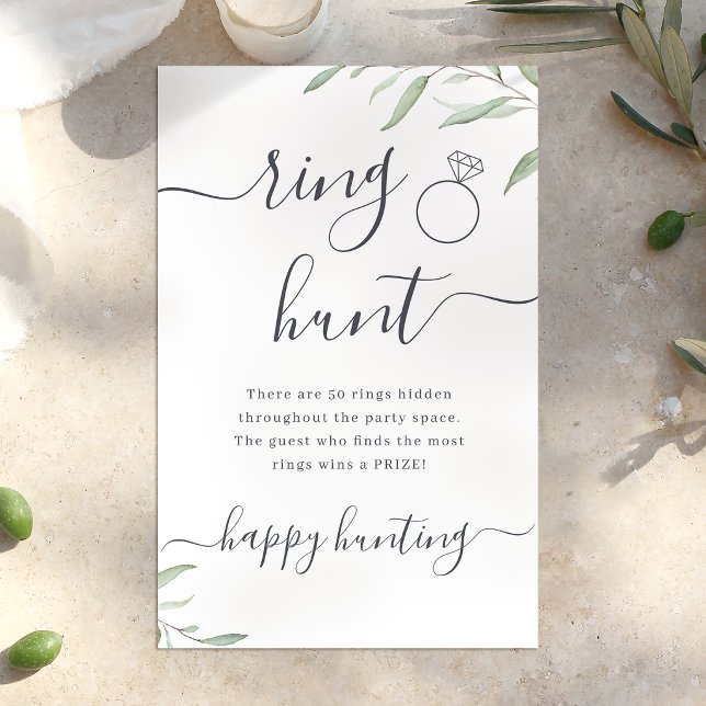 Mini-Grünring-Jagd Brautparty (Minimal greenery ring hunt bridal shower game)