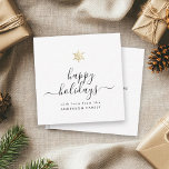Mini Happy Holidays Elegantes Script Mitteilungskarte<br><div class="desc">Diese Minikarten sind moderne, elegante und schöne kleine, benutzerdefinierte Karten mit einem trendigen Typografie-Design, das Happy Holidays in einem stilvollen Kalligrafieschrift unter einem gedruckten Goldschneeflocke mit Ihrem persönlichen Familiennamen und der Nachricht auf der Rückseite liest (bitte Vorlagentext löschen, wenn keine vorgedruckte Notiz benötigt wird). Dies ist die schwarz-weiße Version. BITTE...</div>