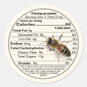 Mini Honey Lid Label Elfenbeinernährung Fakt mit B Runder Aufkleber