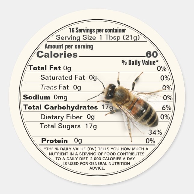 Mini Honey Lid Label Elfenbeinernährung Fakt mit B Runder Aufkleber (Vorderseite)