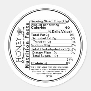 Mini Honey Nutrition Fakten Rundschreiben Französi Runder Aufkleber