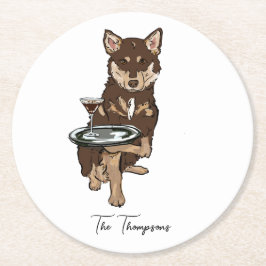 Mini Husky Hochzeit Runder Pappuntersetzer
