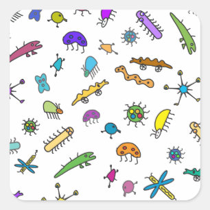Mini-Insekten und Mini-Bestien Quadratischer Aufkleber