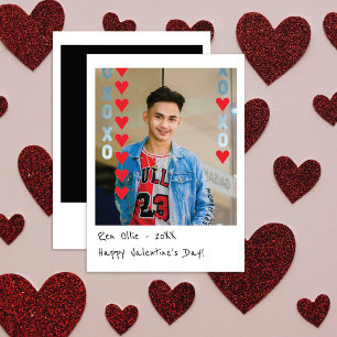 Mini-Instantfoto-Valentinskarte Blau & Rot Mitteilungskarte