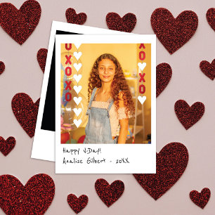 Mini-Instantfoto-Valentinskarte Rot & Weiß Mitteilungskarte