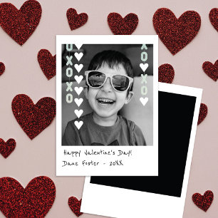 Mini-Instantfoto Valentinstagskarte Silber & Wei Mitteilungskarte