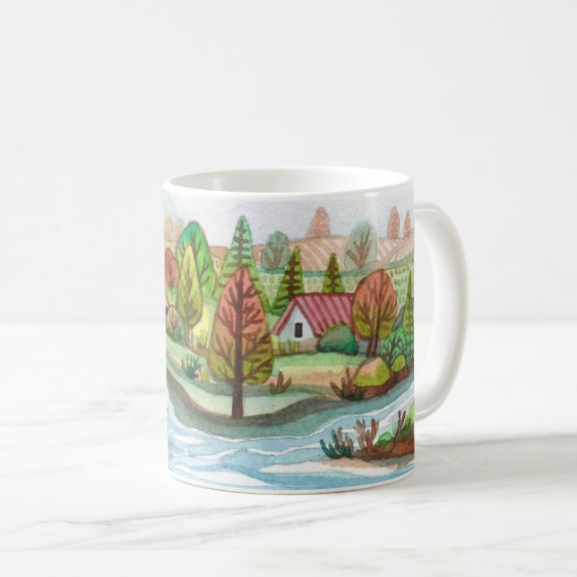 Mini Island Hütte Lakescape Kaffeetasse (VorderseiteRechts)