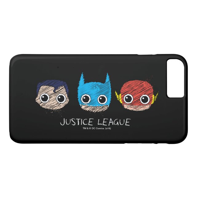 Mini Justice League Heads Sketch Case-Mate iPhone Hülle (Rückseite (Horizontal))