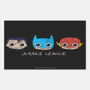 Mini Justice League Heads Sketch Rechteckiger Aufkleber