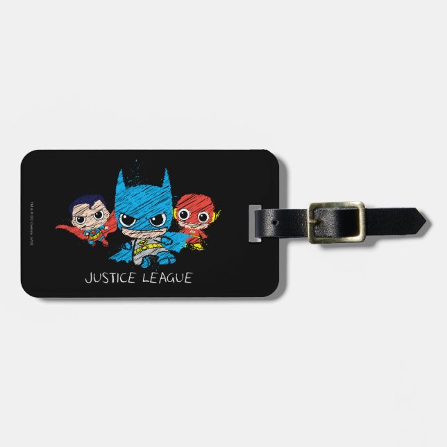 Mini Justice League Sketch Gepäckanhänger (Vorderseite horizontal)