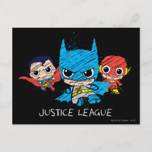 Mini Justice League Sketch Postkarte