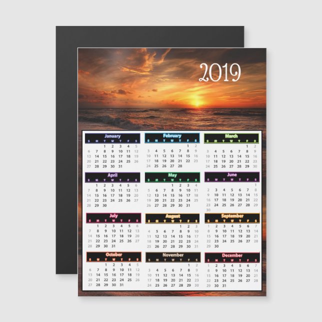 Mini-Kalender 2019 des Roten Ozeans Magneteinladung (Vorne/Hinten)