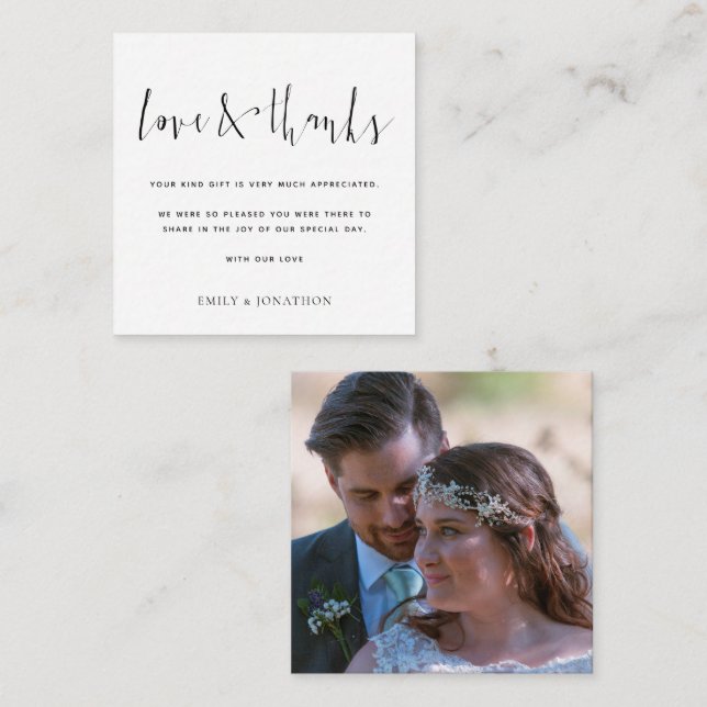 MINI | Kalligrafisches Foto Hochzeit Liebe und Dan Mitteilungskarte (Vorne/Hinten)
