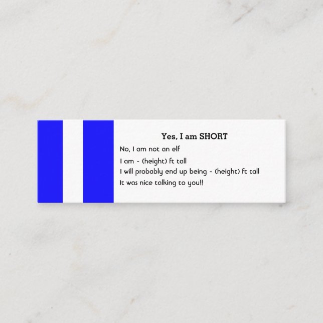 Mini KURZE Leute-Geschäfts-Karten Mini Visitenkarte (Vorderseite)