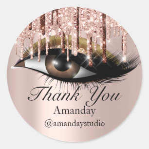 Mini Lashes Erweiterung Makeup Artist Rose Gold Runder Aufkleber