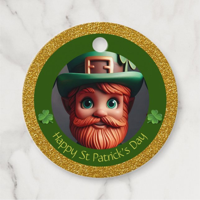 Mini Leprechaun St Patrick's Day Dank RFT03 Geschenkanhänger (Vorderseite)