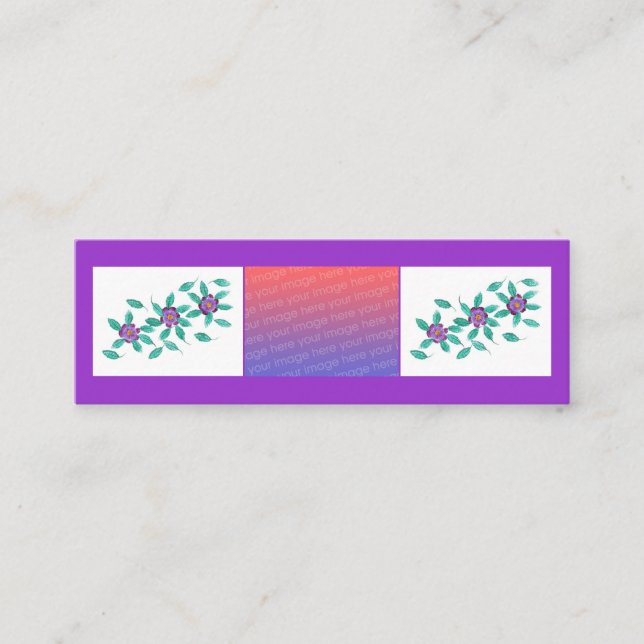 Mini Lesezeichen Cards Purple Blumen Ihr Foto Mini Visitenkarte (Vorderseite)