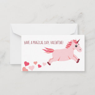 Mini licorne de rose de carte de Saint-Valentin