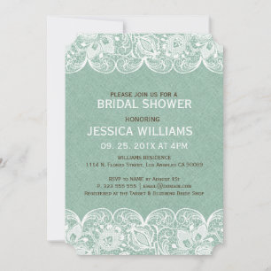 Mini-Linen Print & White Lace Brautparty laden ein Einladung