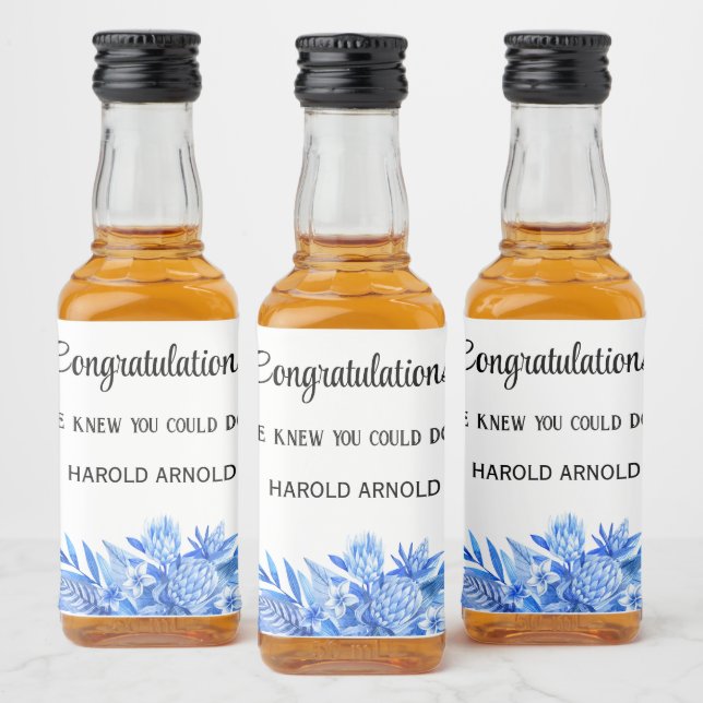 Mini Liquor Flasche Herzlichen Glückwunsch Cobalt  Alkoholflaschenetikett (Flaschen)