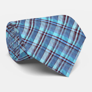 Mini Madras Kariert Turq und Burgund zweiseitig Krawatte