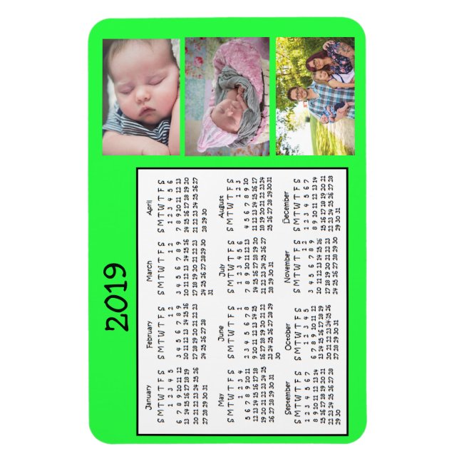 Mini Magnet Calendrier photo personnalisé 2018 (Vertical)