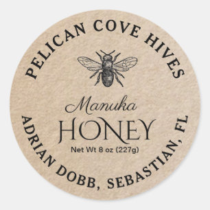 Mini Manuka Honey Jar Lid Étiquette Kraft