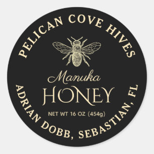 Mini Manuka Miel Jar Étiquette noir